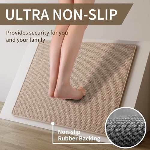 Long Kitchen Runner Rugs Kitchen Mat Non Slip Washable Brown 17"x71"