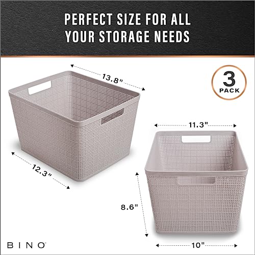 Woven Plastic Basket (Natural Grey / 3PK- L)