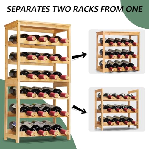 Wine Rack 24 Botttle Freestanding Floor (6 Tier Natural)