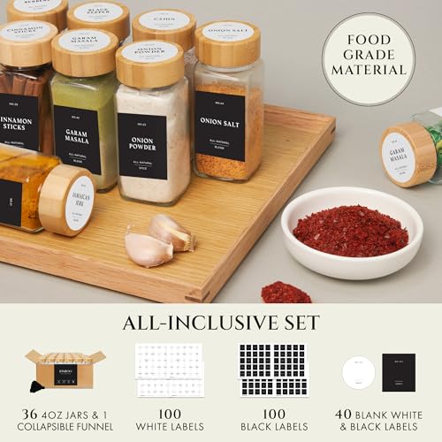 Thick Glass Spice Jars With Bamboo Lids 4 oz