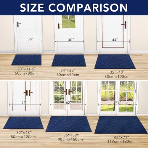 Front Door Mat Outside Entrance (Navy Blue / 59" x 36" (Rectangular))