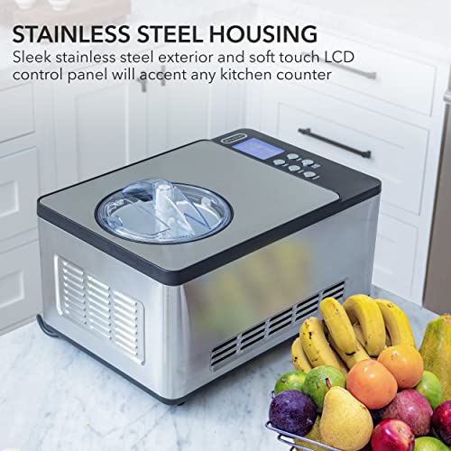 Ice Cream Maker Machine & Yogurt Automatic 2 Qt. with Built (2 Quart / Stainless Steel)