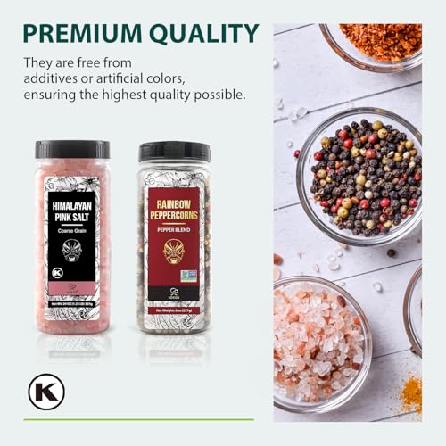 Pink Salt 20 Oz + Rainbow Peppercorns 8 Oz (14 Ounce (Pack of 2))