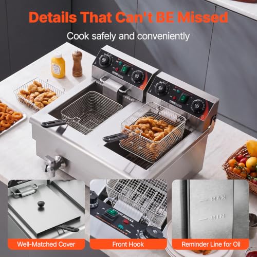 Commercial Deep Fryer (Upgraded with Timer & Oil Filtration / Double Fryer)