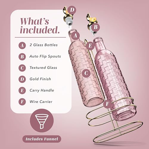 Glass Olive Oil Bottle Dispenser (Checkered / Pink)