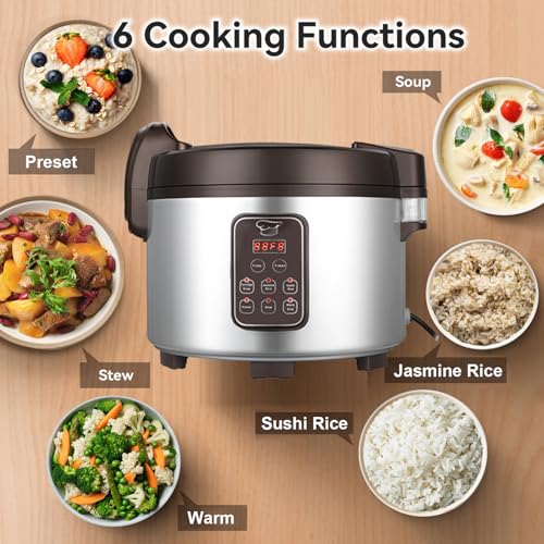 15L Commercial Rice Cooker & Warmer (Silver & Black / 84 Cups Cooked - Smart Rice Cooker & Warmer)