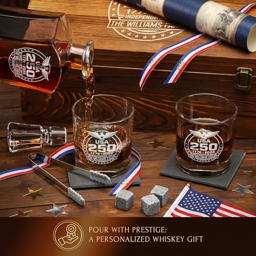 Personalized 250th Anniversary Old Fashioned Whiskey Decanter Set
