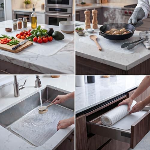 Silicone Dish Drying Mat for Multiple Usage (Translucent / 24"L x 18"W)