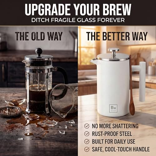 French Press Coffee Maker (White)