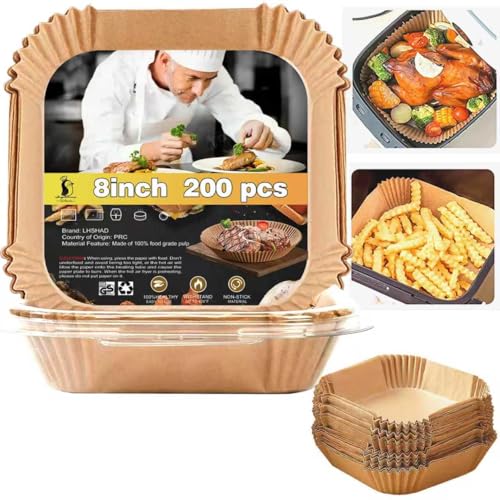 Air Fryer Liners Disposable for Instant Pot Vortex Plus 6QT XL Air Fryer (8" Square 200 pcs)