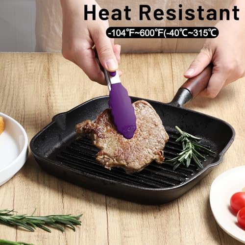 Small Silicone Kitchen Tongs 7 (Purple)