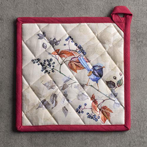 100% Cotton Oven Mitt & Pot Holder Set (043 - Equinoxe - Beige / 7.5" x 13" & 8" x 8" (Oven Mitt & Pot Holder))