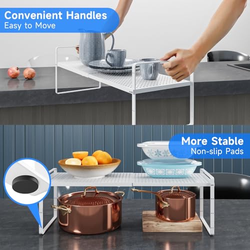 Expandable Cabinet Shelf Organizers (White Large)