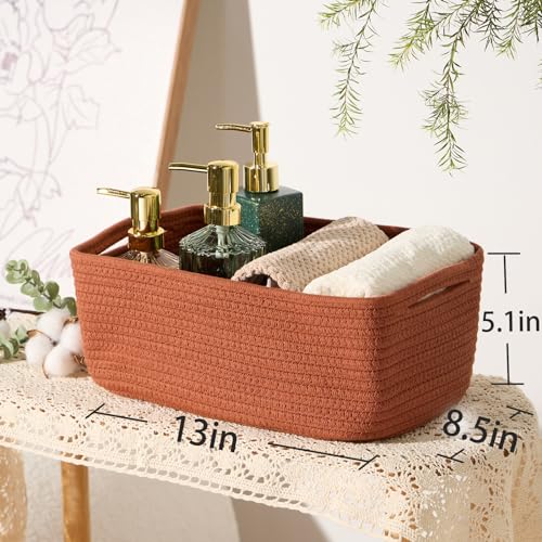 Small Storage Baskets for Organizing (3pcs-L13xW8.5xH5.1" / Oxide Red)