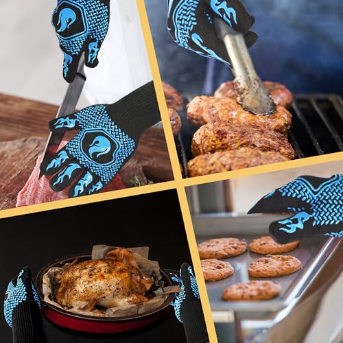BBQ Gloves 1472F Heat Resistant Non (Sky Blue)