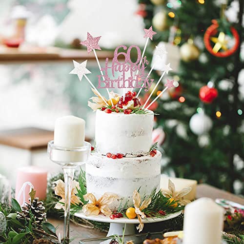 Rose Gold 60th Birthday Cake Topper (7 Count)