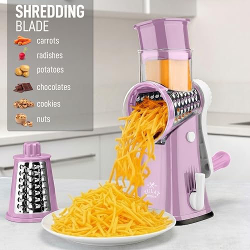 Rotary Cheese Grater Manual Hand Crank 5 Blade Shredder