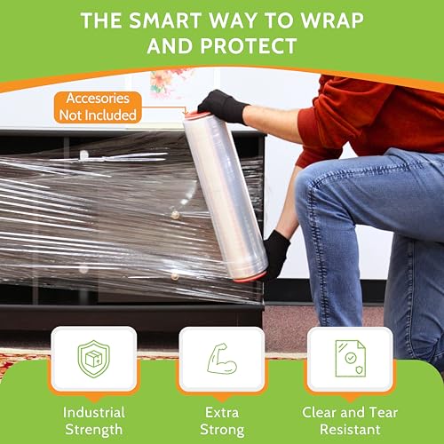 PSBM Stretch Wrap 18 Inch x 1500 Feet 80 GA EQ Heavy Duty Clear 4 Rolls (4 Count)