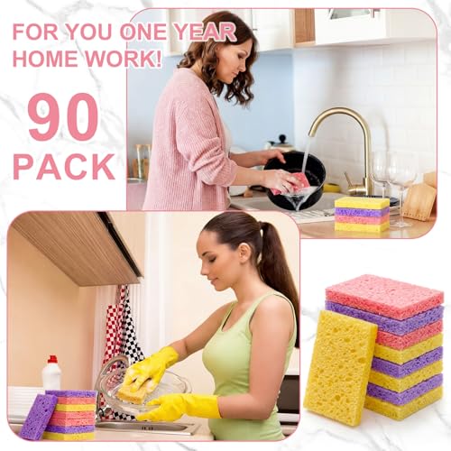 90 Pcs Sponges Bulk Sponges Kitchen Compressed Sponge (Dark Color)