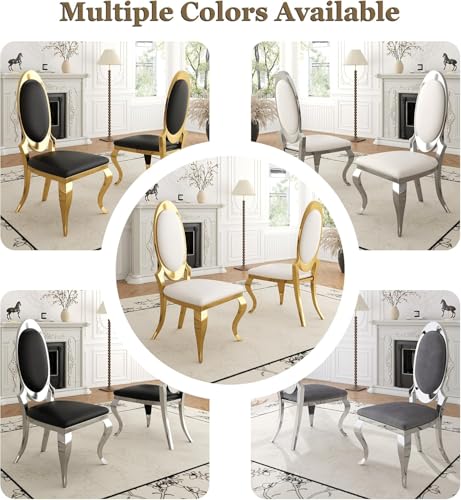 Modern Dining Chairs Set of 2 (White/Silver / Set of 2)