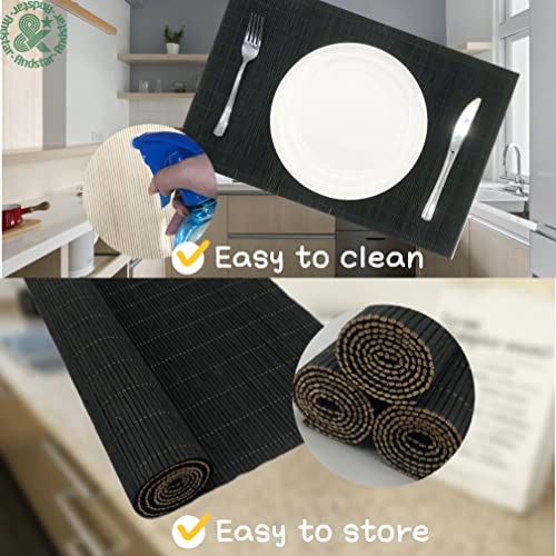 8 Pack Bamboo Placemats (4black / Set of 8)
