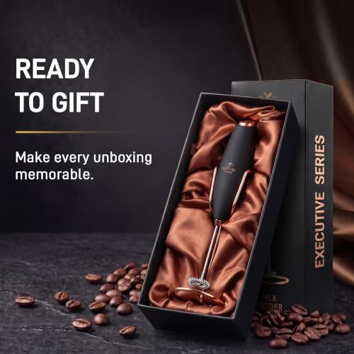 Powerful Milk Frother Wand With Duracell Batteries (Gift Box Black & Copper / Z1 Motor + Batteries)