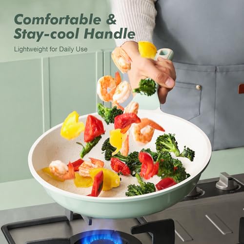 Nonstick Ceramic Frying Pan 12.5 (12.5 Inch / Mint Green)