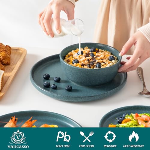Plates and Bowls Sets (Smoky Teal / 18 Pcs (Service for 6))