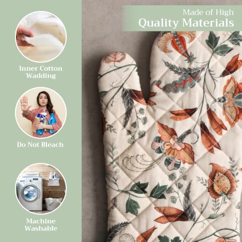 Maison d'Hermine Oven Gloves 100% Cotton Oven Mitt (060 - Dalida / 7.5" x 13" (Oven Mitt))