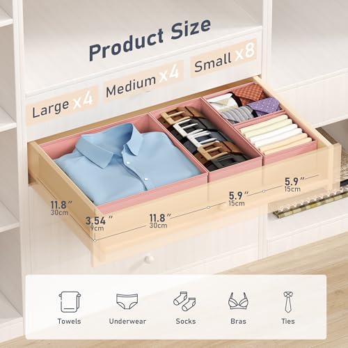 Drawer Organizer Clothes (Pink / 16 Pack)