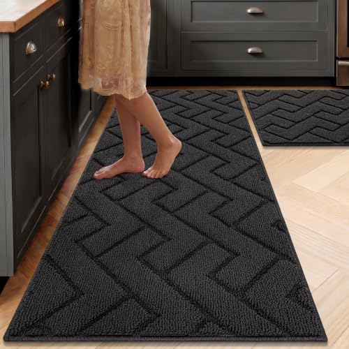 Kitchen Runner Rug (Charcoal / 20"x48"+20"x32")
