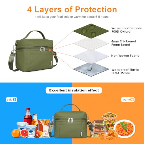 NOL Insulated Lunch Bags for Women Cooler Bag Lightweight Nylon Waterproof Lunch Box for Work