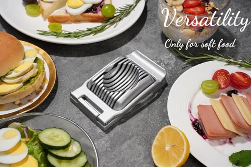 Heavy Duty Stainless Steel Wire Egg Slicer for Hard Boiled Eggs (Silver)