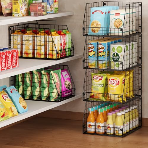 5 Pack XXL Stackable Wire Storage Basket (5 Count)