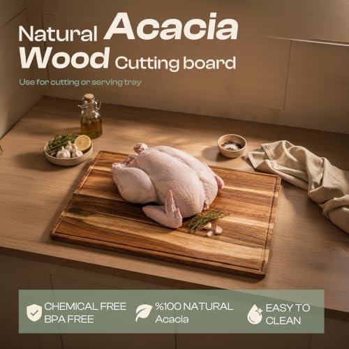 Acacia Wood Cutting Board (30"L x 20"W)