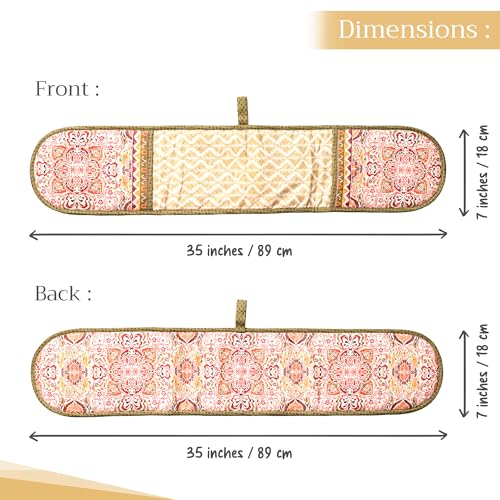 Double Oven Mitts 100% Cotton Double Oven Glove (036 - Damask / 7" x 35" (Double Oven Mitt))