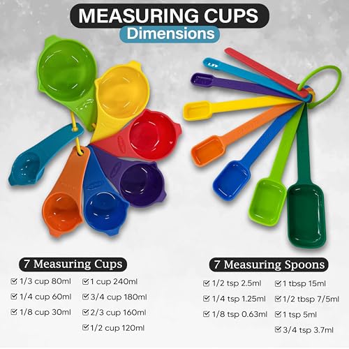 Measuring Cups and Spoons Set of 9 (Multicolor)