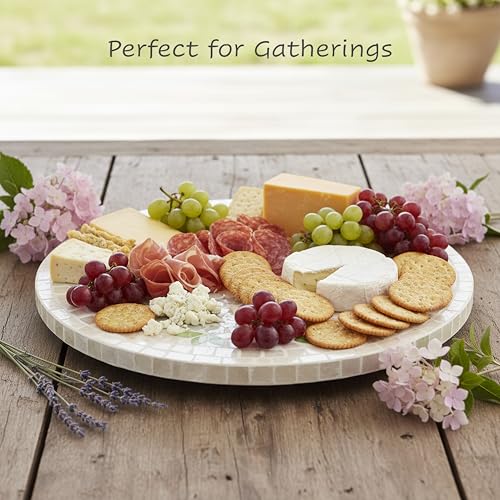 12.6” Pink Hydrangea Capiz Shell Lazy Susan (Pink Hydrangea Floral / Standard)