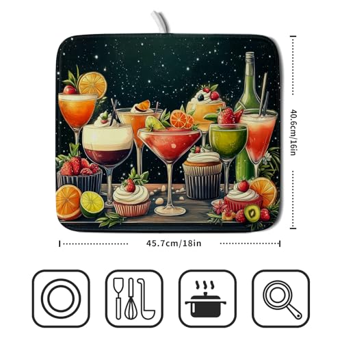 Dish Drying Mat for Kitchen Counter (Wine Glass 0317 / 18" x 16")