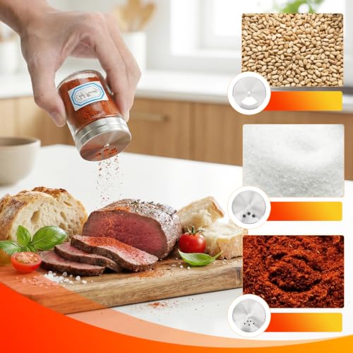 6 Pack 1.7oz Salt Shakers Adjustable Metal Lids (1.7oz / 50ml)
