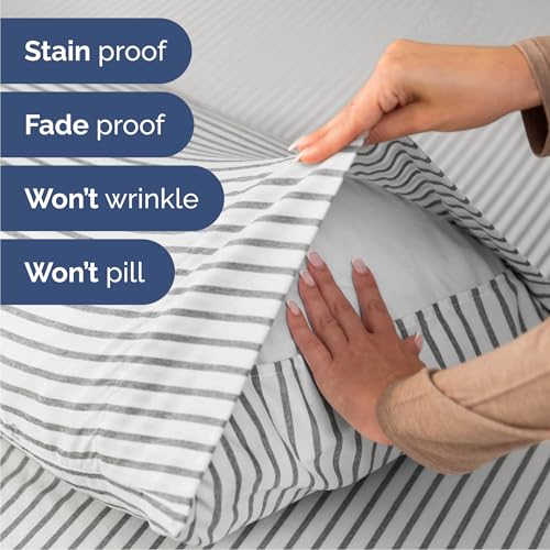 Cal King Size 4 Piece Sheet Set (45 - Grey Stripes 2 / California King)