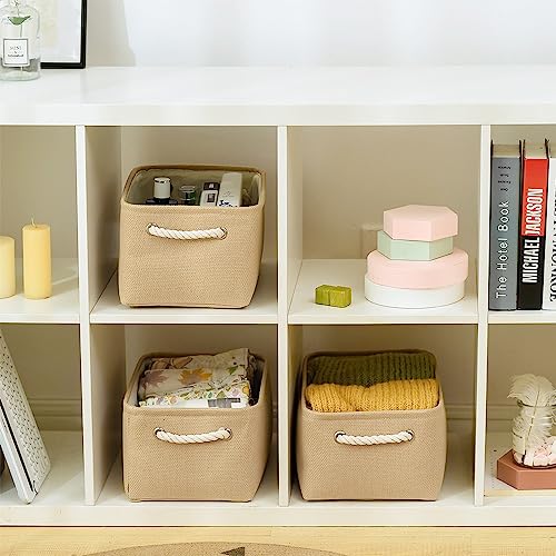 Storage Bins for Shelves (Beige / 3PCS/Medium -13.8Lx9.8Wx6.7H)