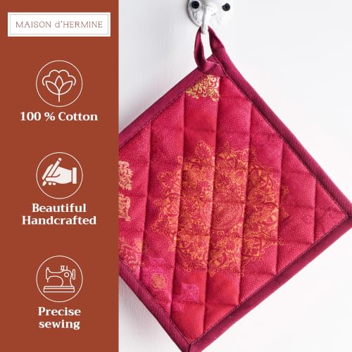 Pot Holders 100% Cotton Potholders (045 - Versailles / 8" x 8" (Pot Holder Pack of 2))