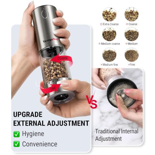 Rechargeable Electric Salt and Pepper Mill Set with Large Capacity