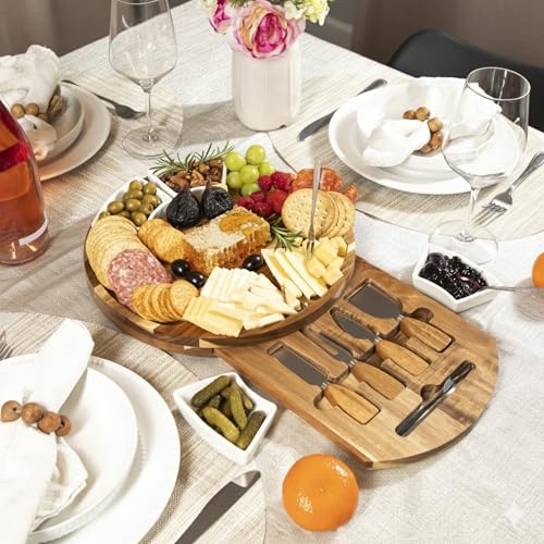 Acacia Cheese Board & Knife Set (Plain / No Engraving)