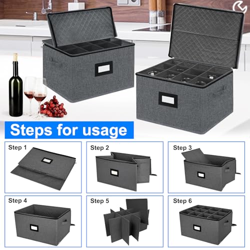 2 Pack Stemware and Glassware Storage Cases (Wine Glass Storage Box)