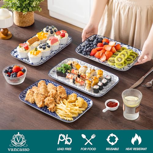 Porcelain Serving Trays for Party (Vintage Blue C)