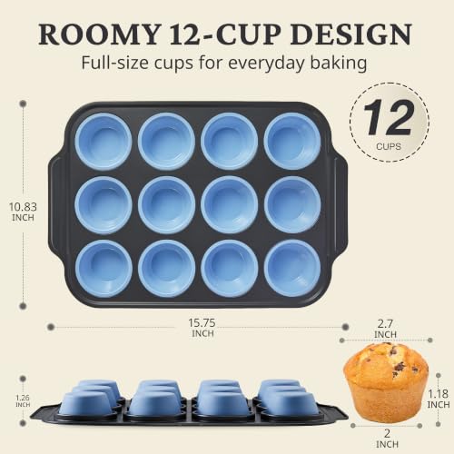 Silicone Muffin Pans for Baking with Metal Frame