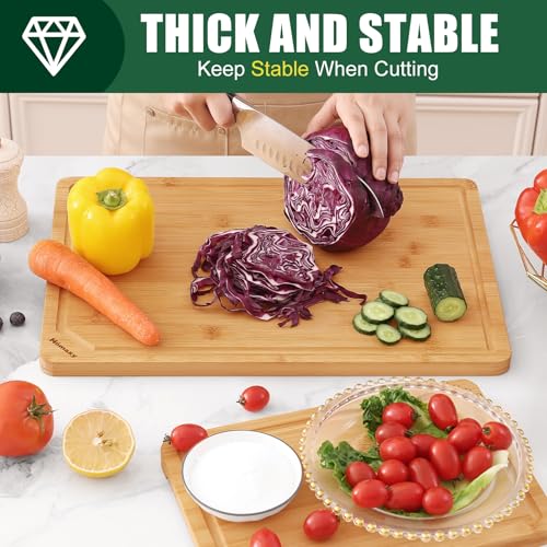 Organic Bamboo Cutting Boards Set for Kitchen Set of 2 (Natural / Set of 2)