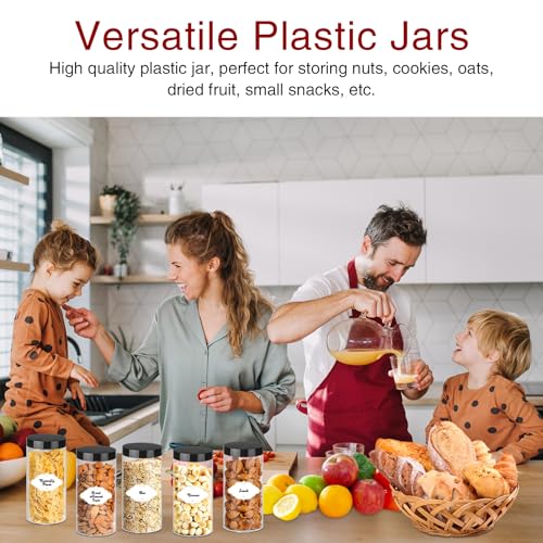 16 OZ Plastic Jars with Lids (16OZ 24Pcs Black)